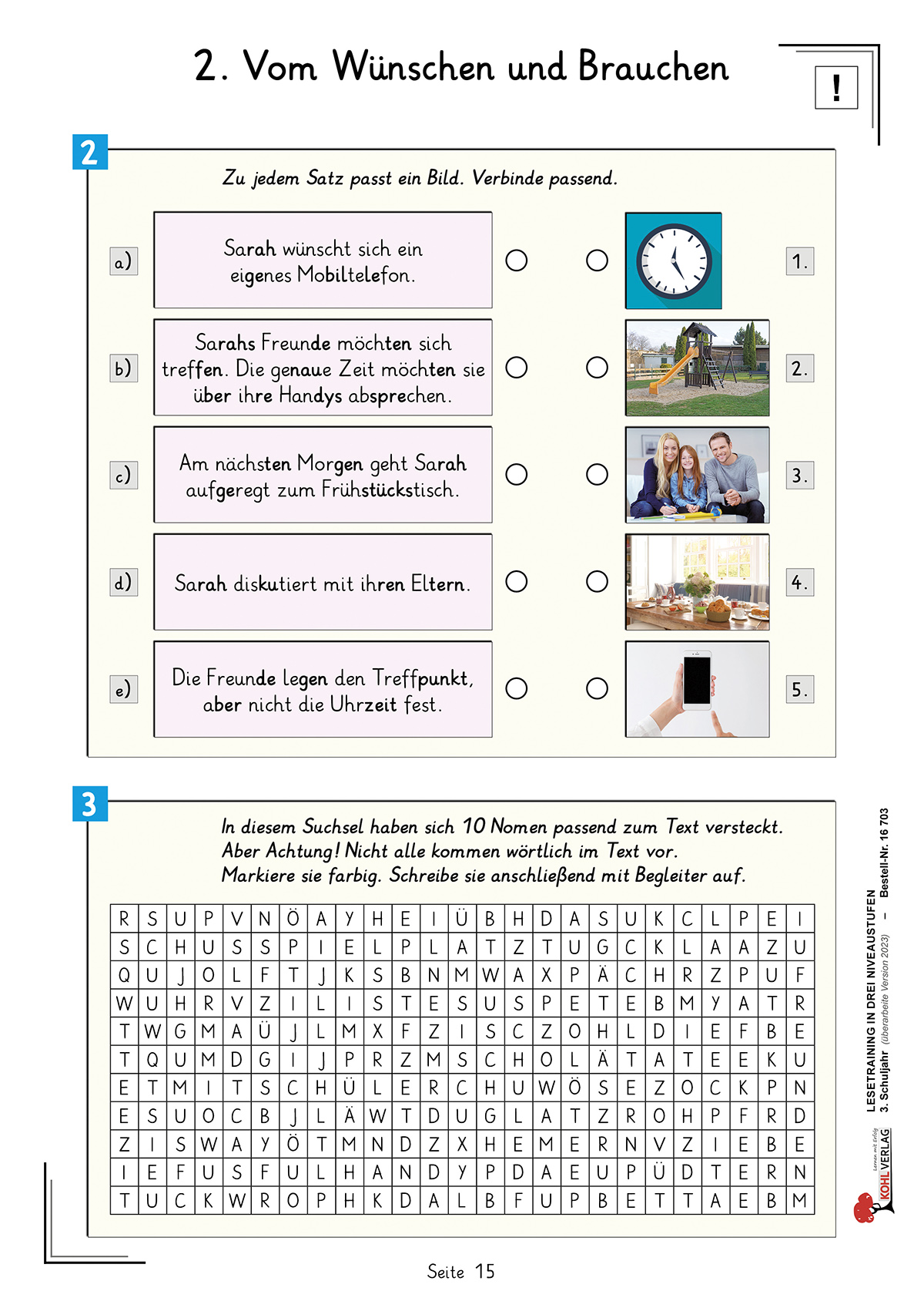Lesetraining in drei Niveaustufen, Klasse 3