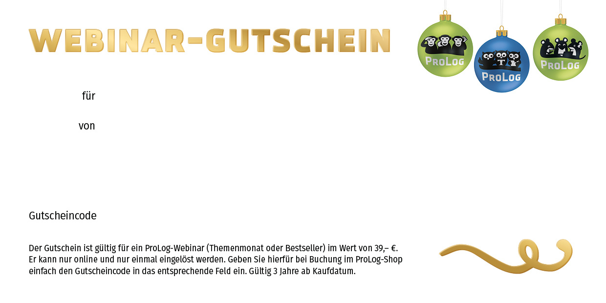Gutschein für ein Webinar bei ProLog