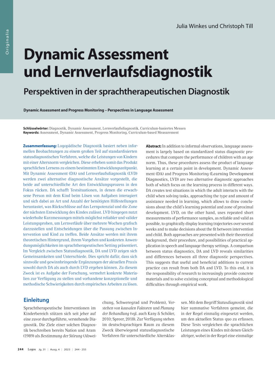 Dynamic Assessment und Lernverlaufsdiagnostik